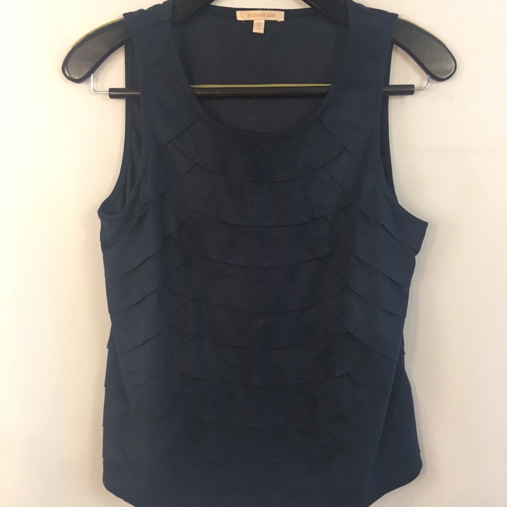 Skies Are Blue Sleeveless Top S Faux Suede